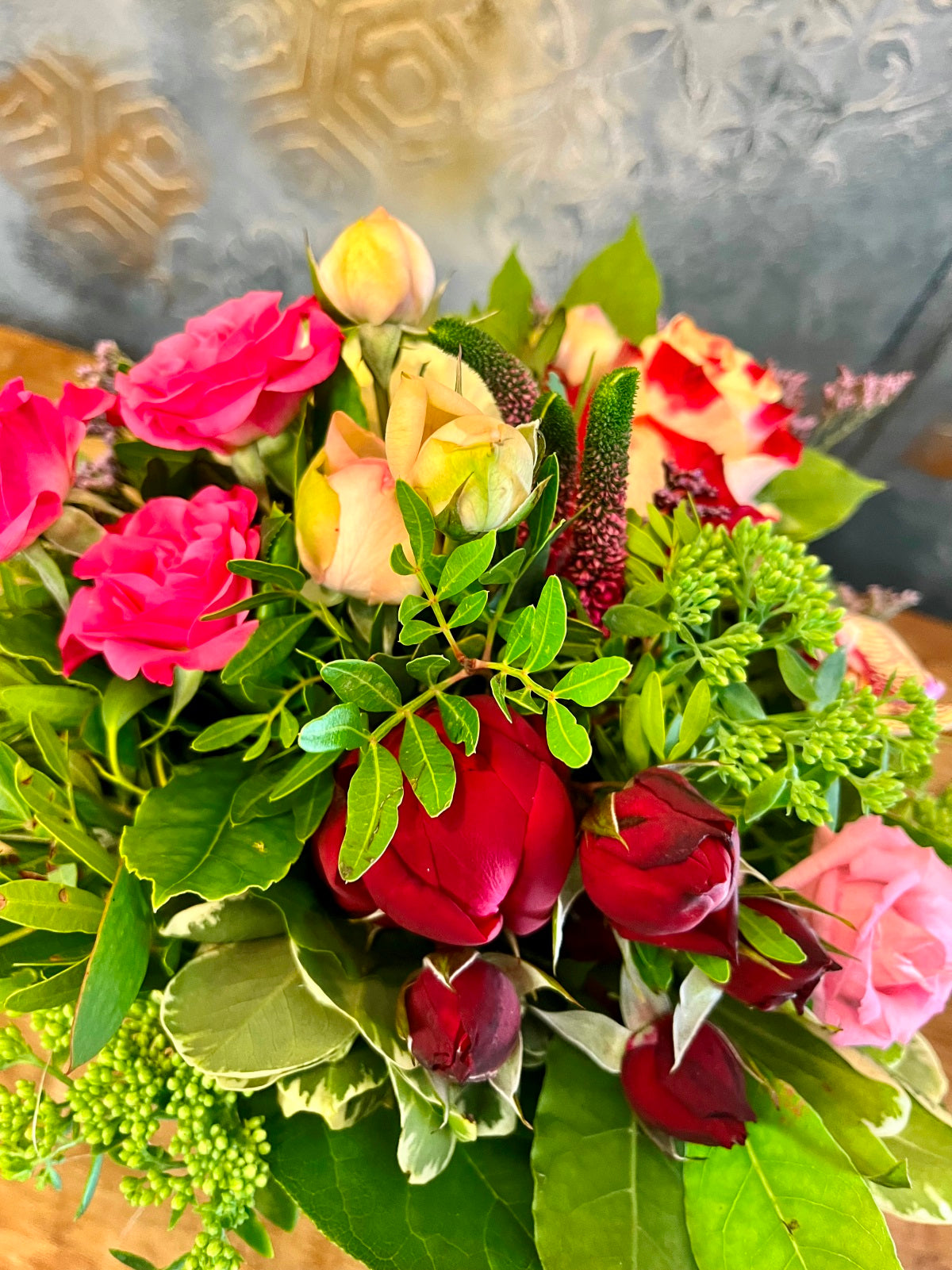 Petite Flower Bouquet in Pinks and Reds