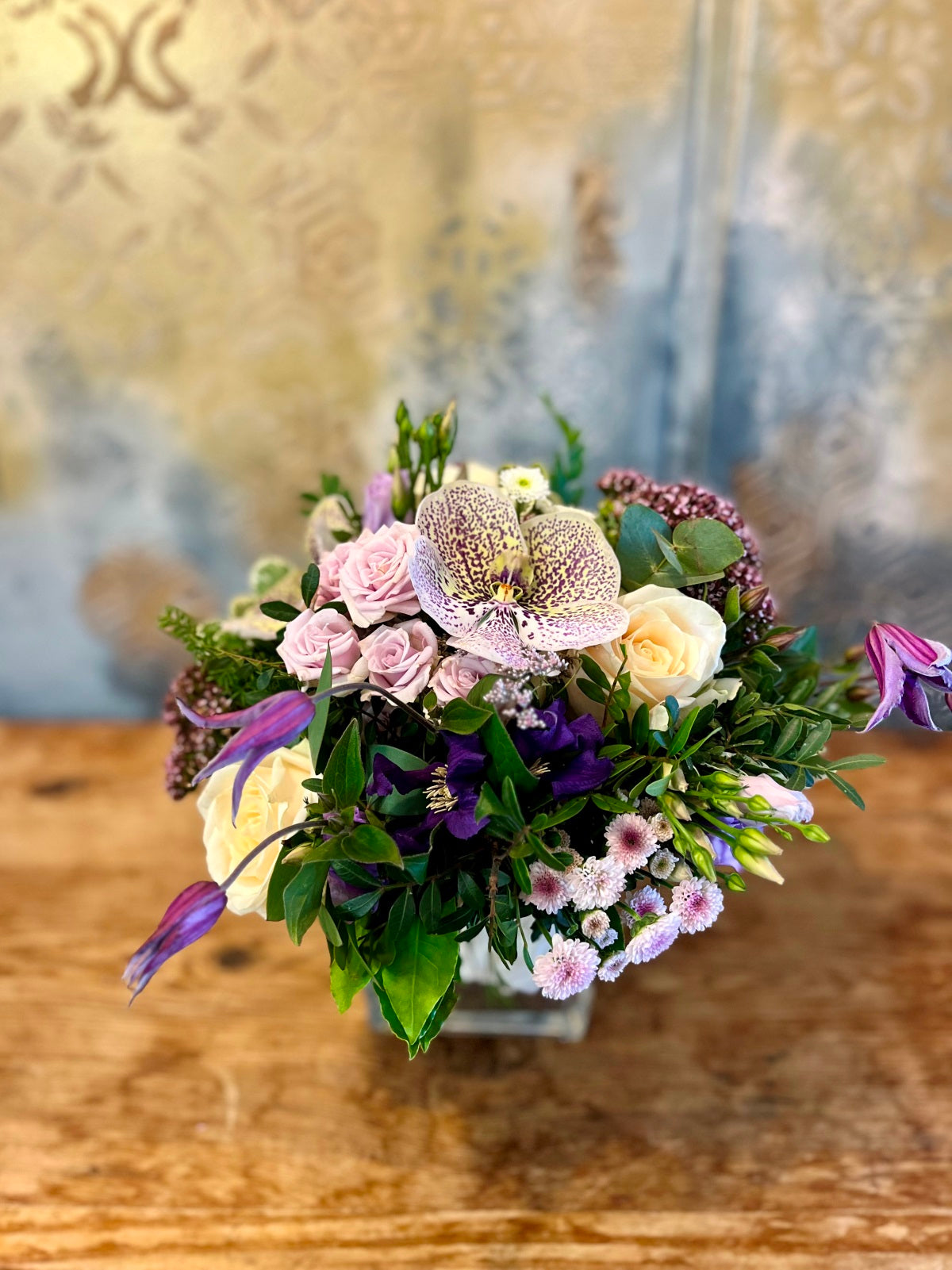 Flower Arrangement in shades of Lilac and Cream