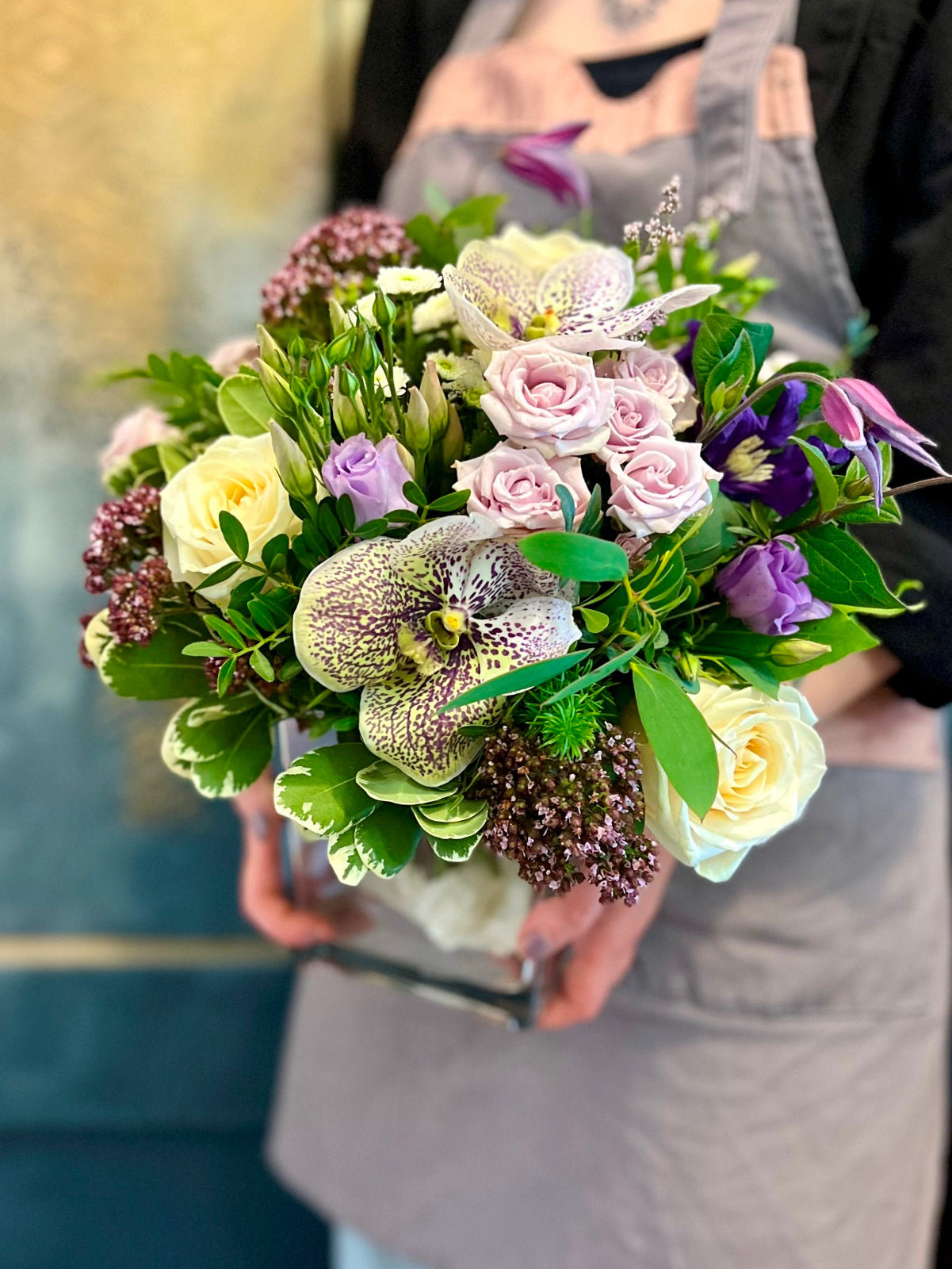 Flower Arrangement in shades of Lilac and Cream