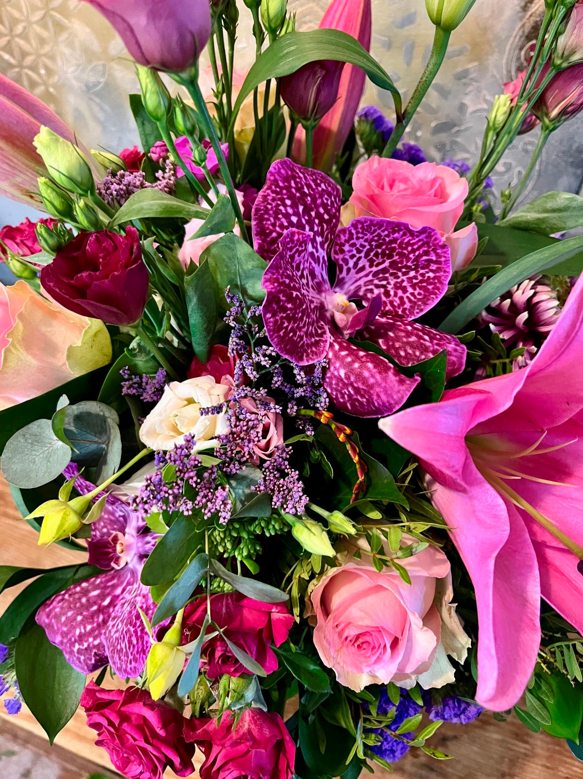 Pink Lily & Orchid Flower Bouquet