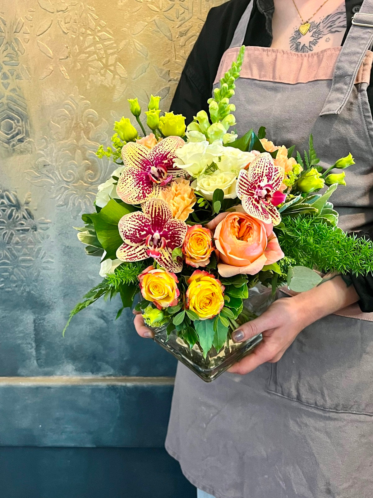 Yellow and Purple Flower Arrangement