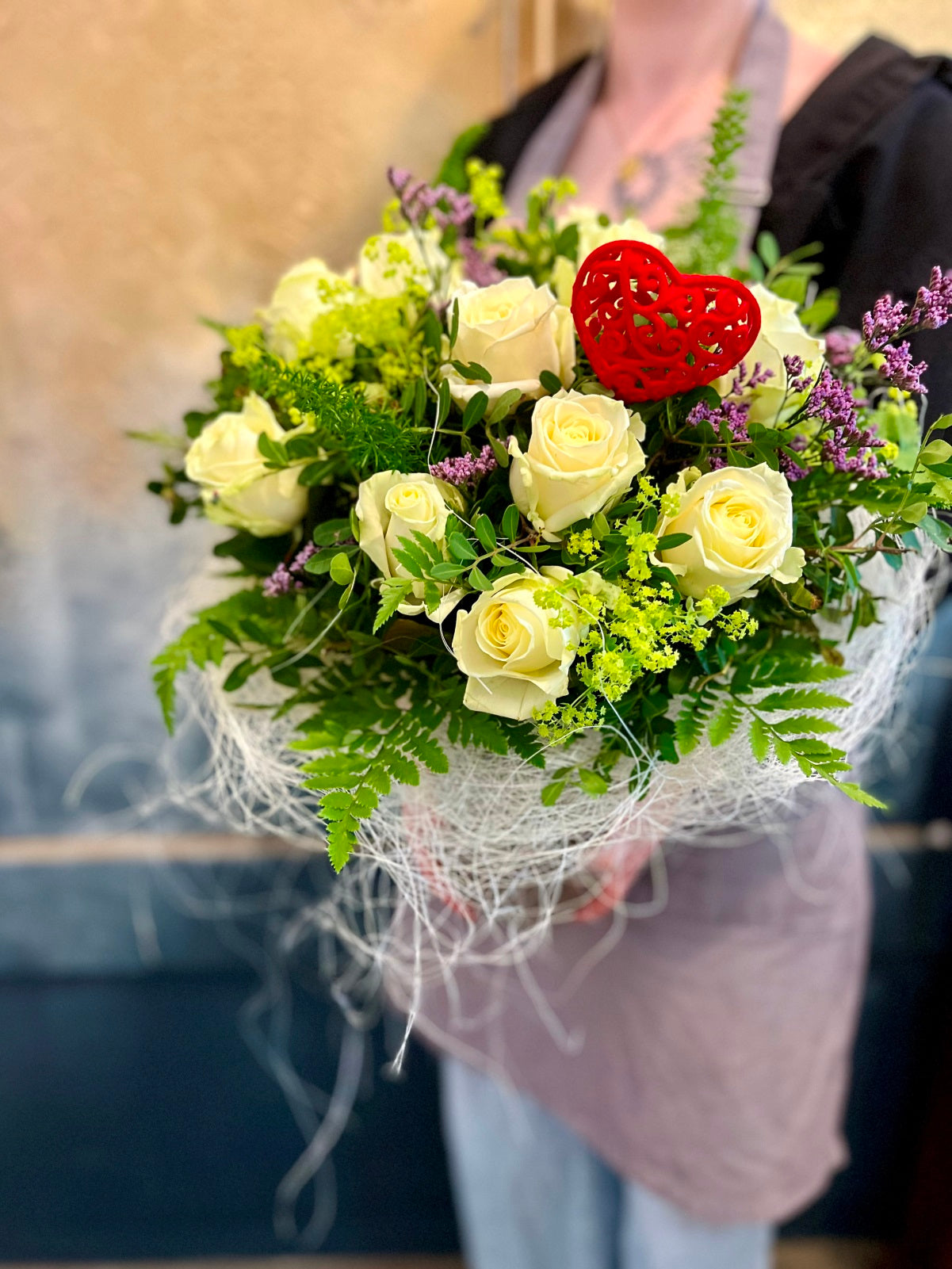 Valentines 12 White Roses Bouquet