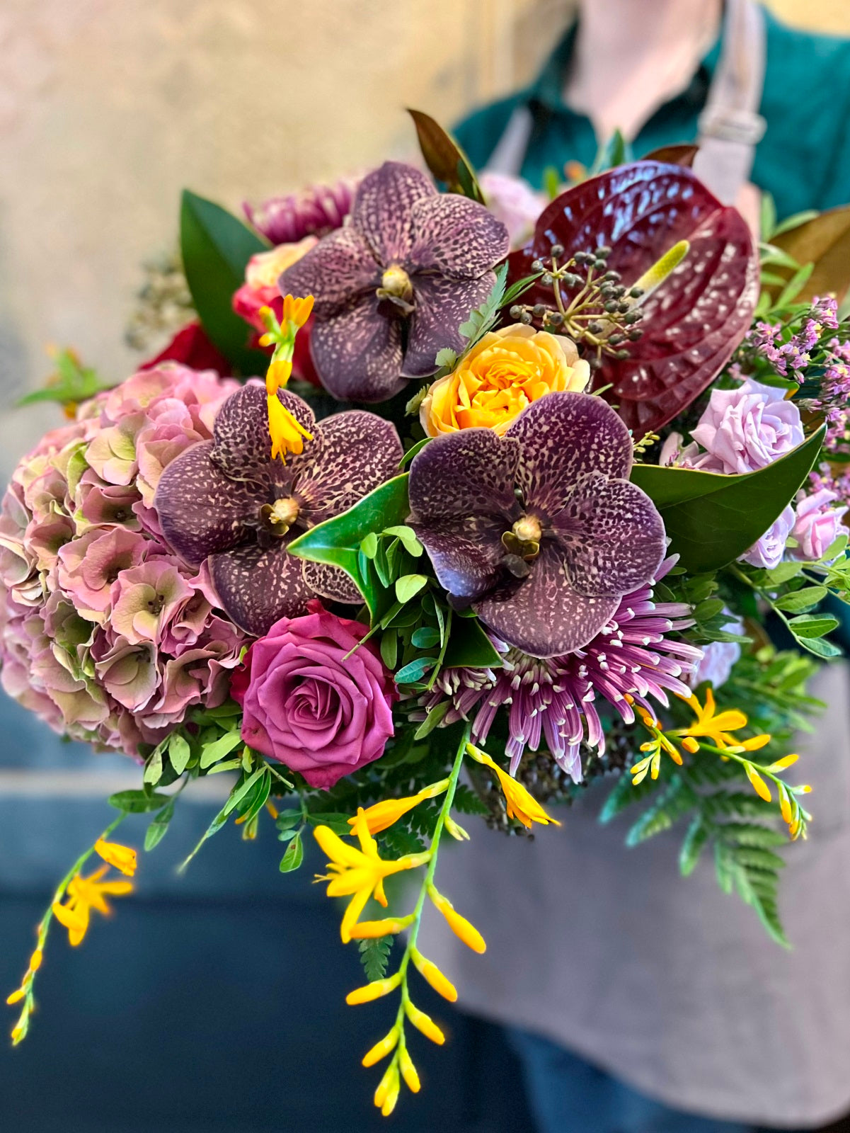 Autumn Flower Bouquet in Pinks, Reds and Purples