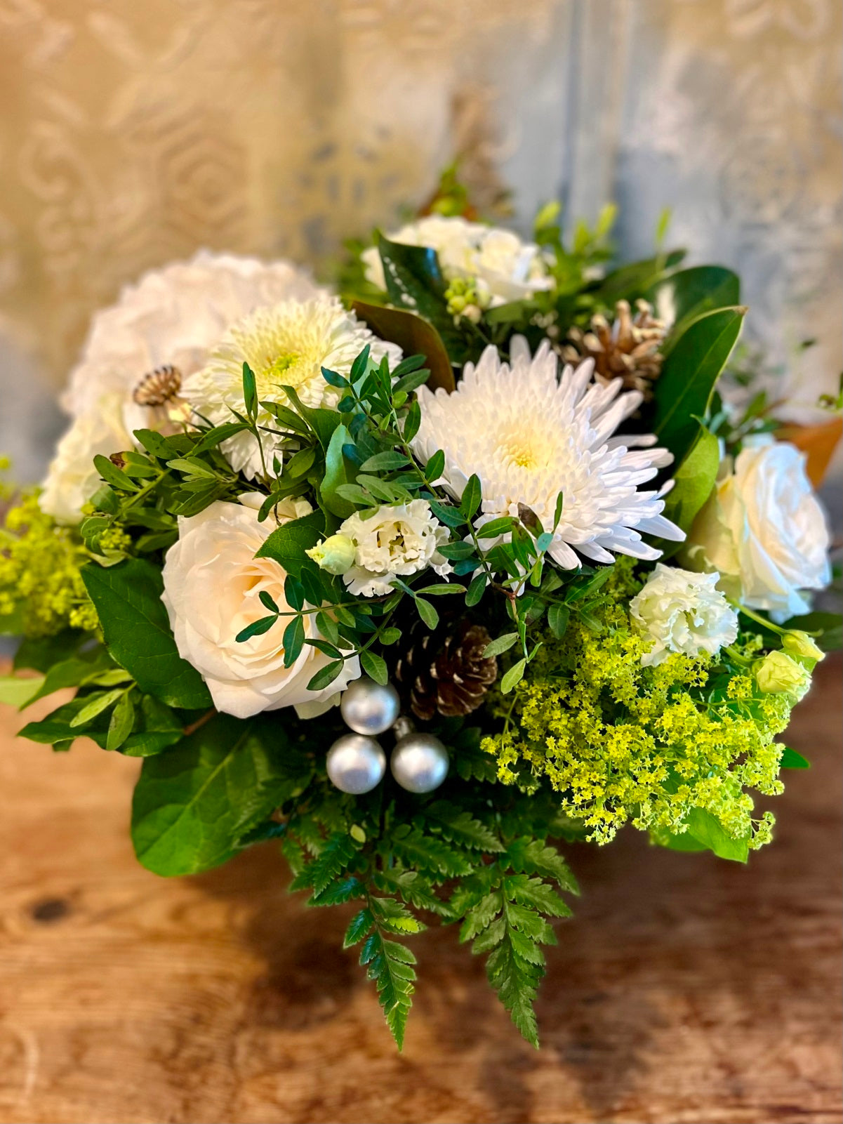 Yuletide Flower Bouquet in Whites