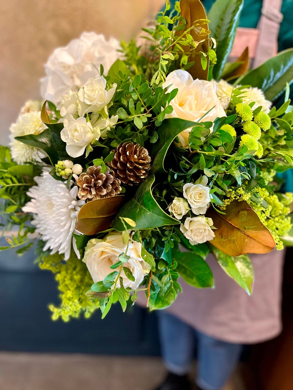 Yuletide Flower Bouquet in Whites