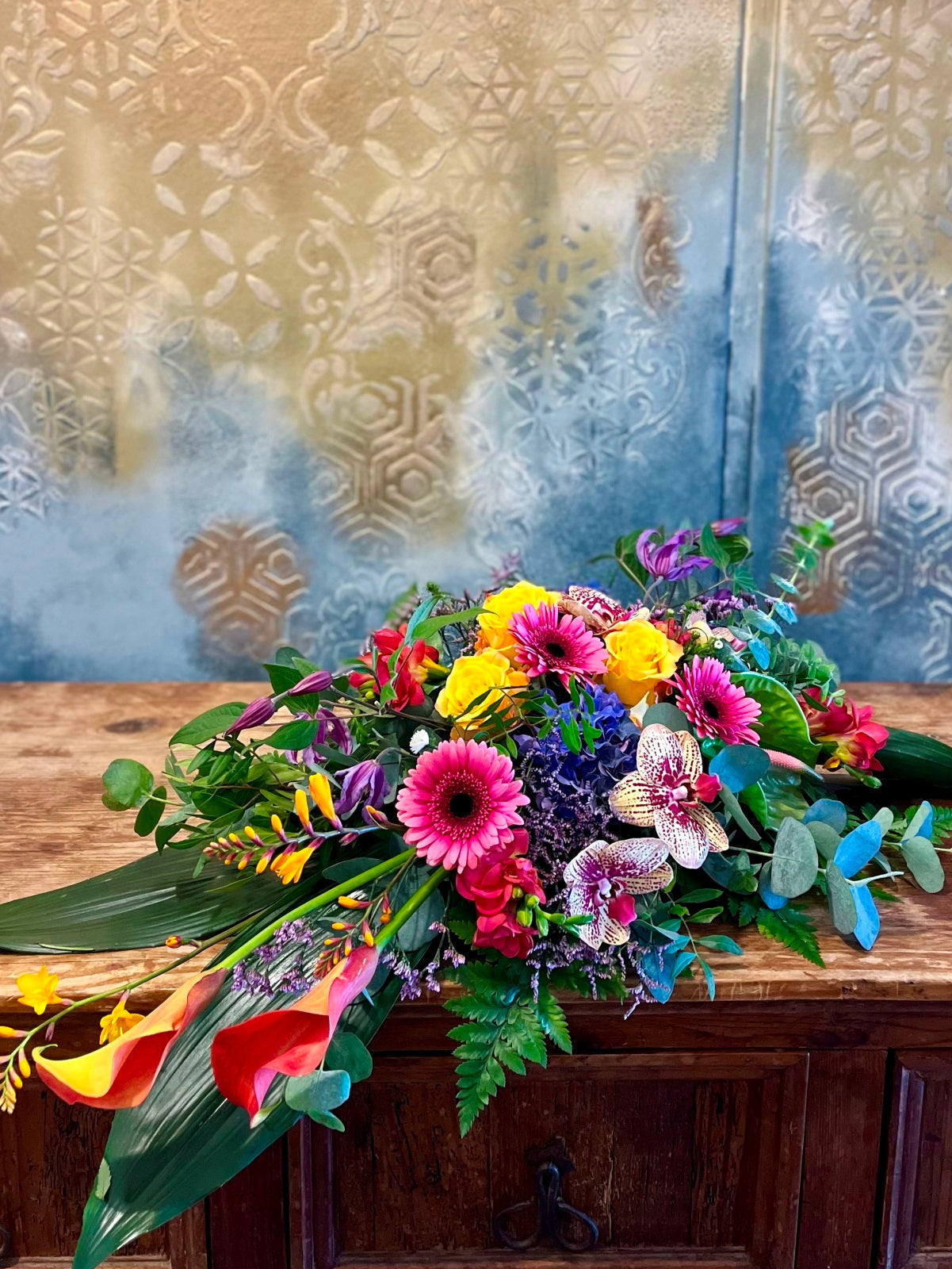 Funeral Spray in Vibrant Colours