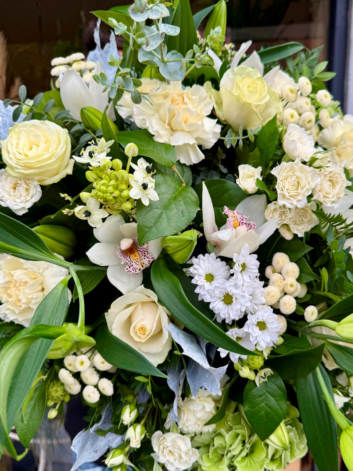 Luxury Creams Greens and Whites Bouquet