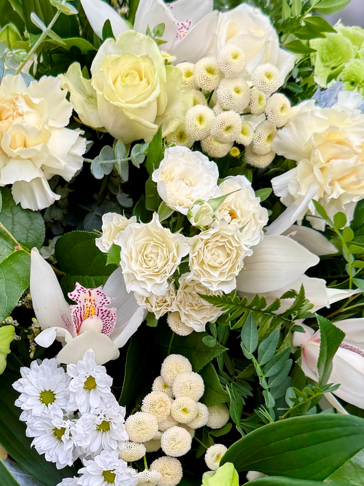 Luxury Creams Greens and Whites Bouquet