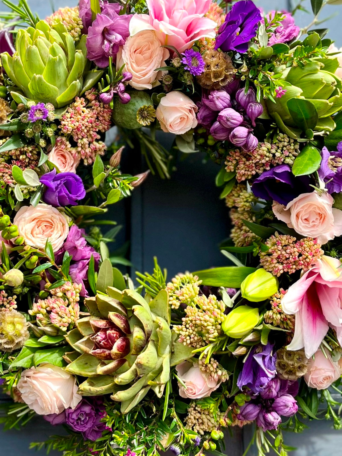 Door Wreath in Pink and Purple