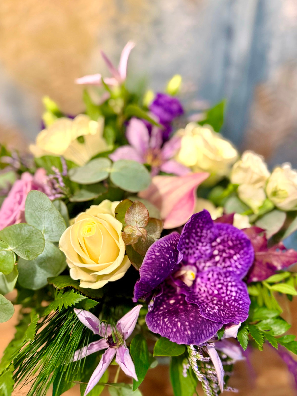 Winter Flower Arrangement in Cube Vase