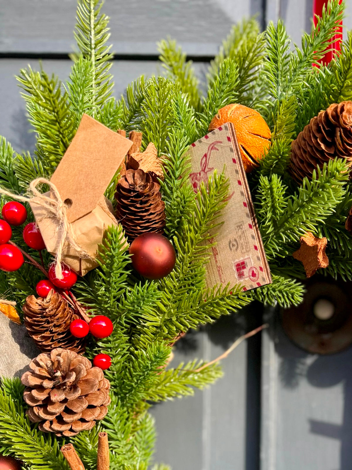 Artifical Christmas Door Wreath in Festive Reds