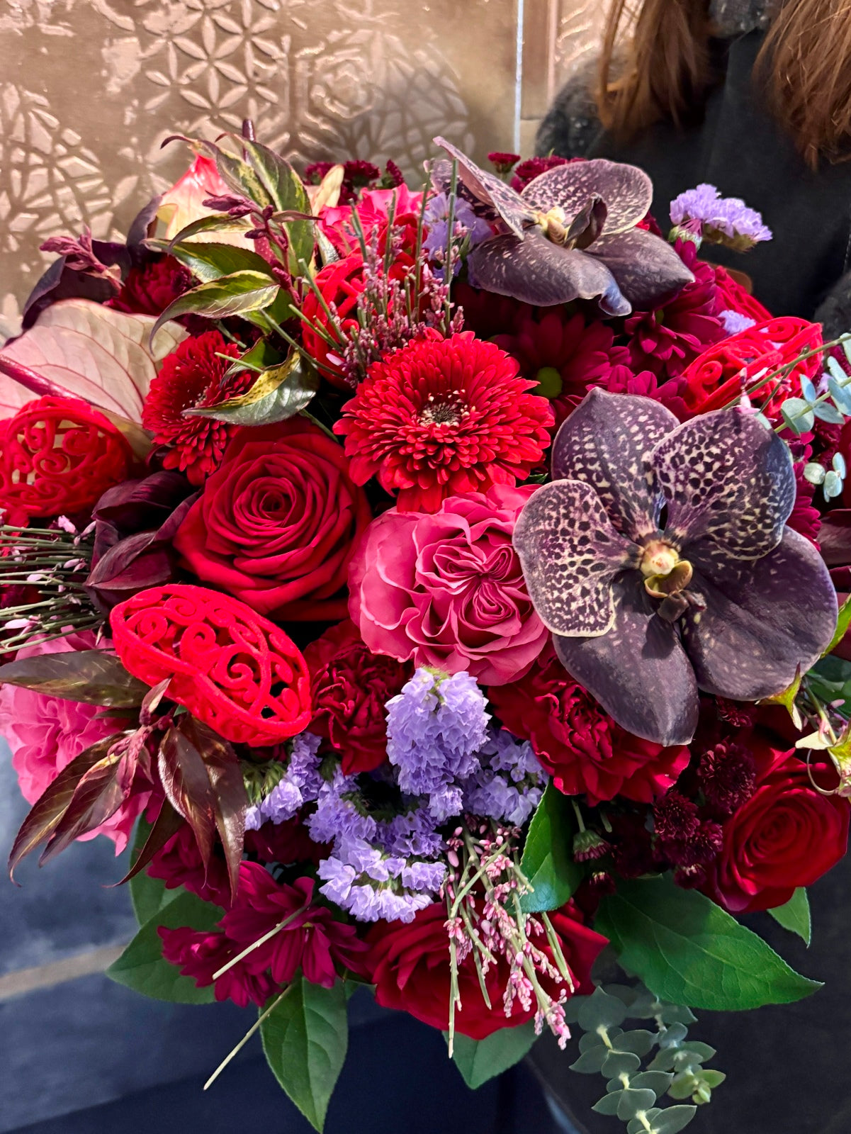 Valentine's Blooms in Glass Vase