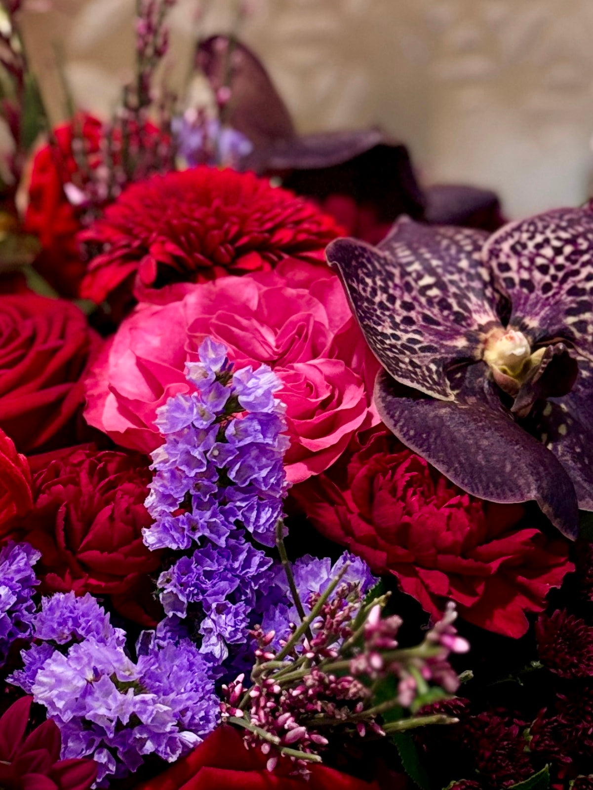 Valentine's Blooms in Glass Vase