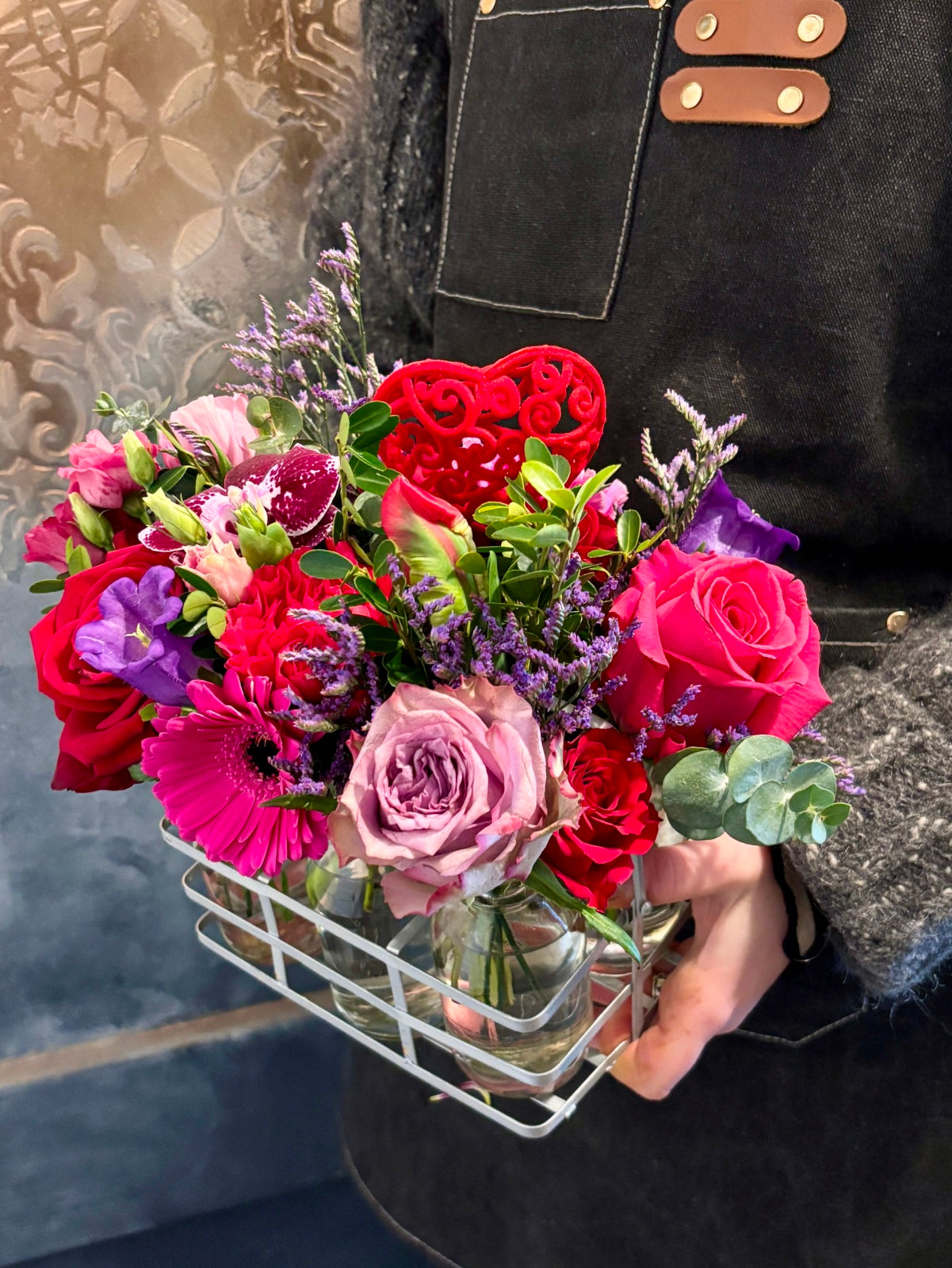 Valentines Day Blooms in Bottles