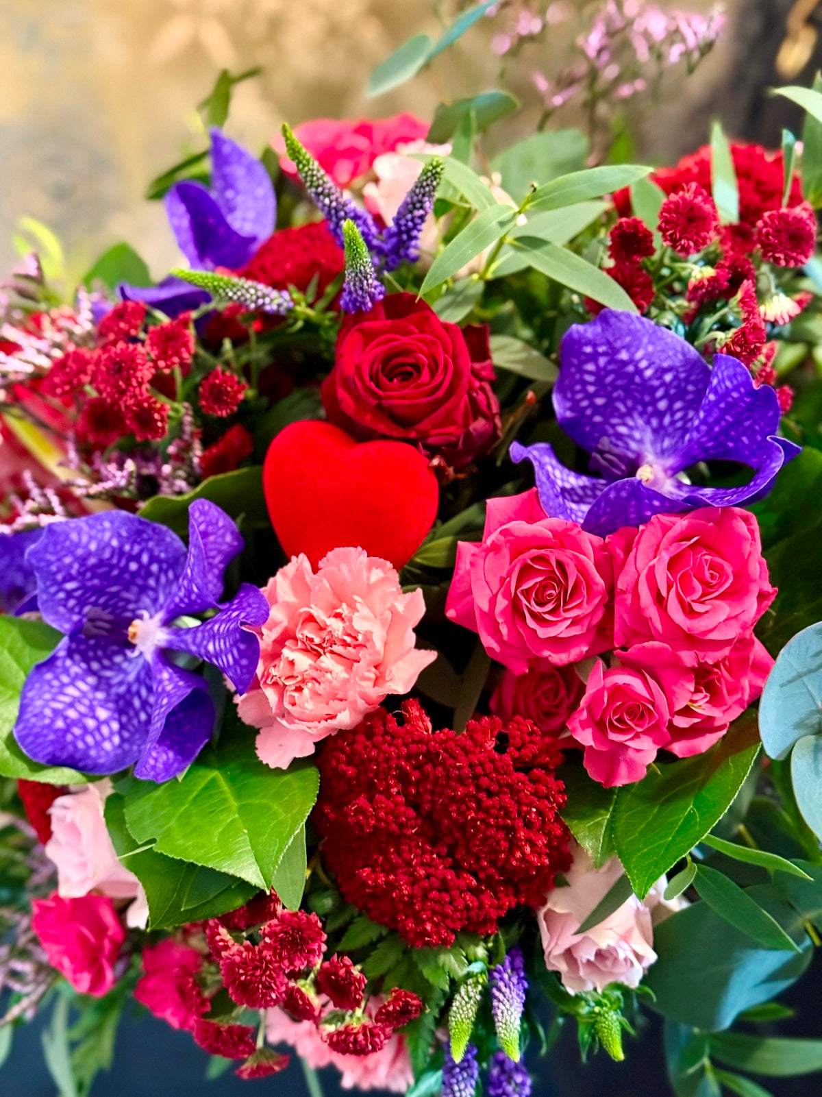 Valentines Flowers in Glass Vase