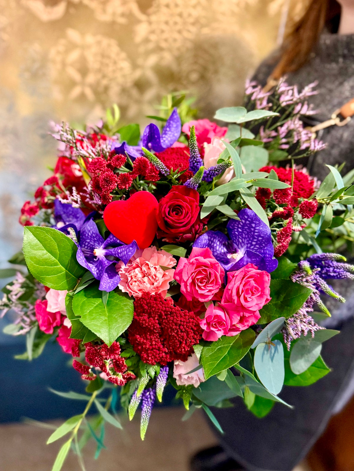 Valentines Hand Tied Flower Bouquet