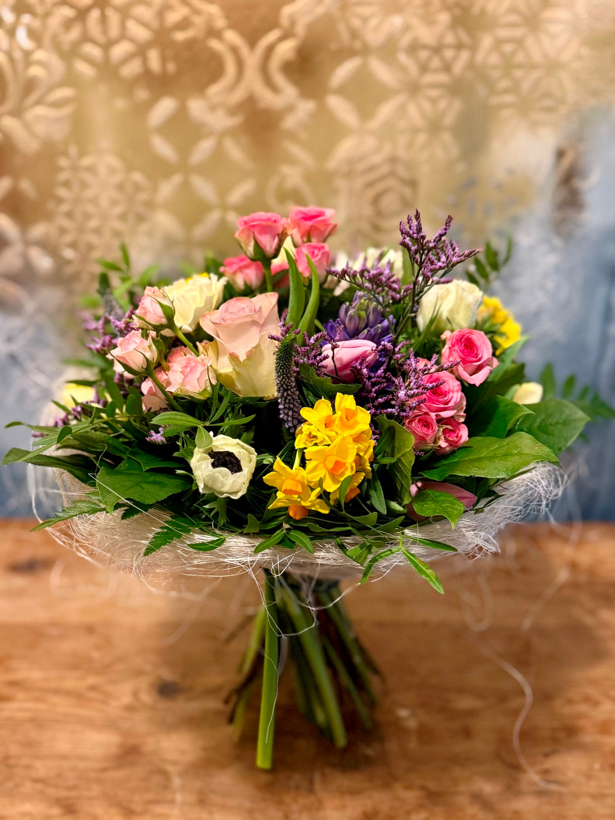 Colourful Spring Flowers in Sisal Frame