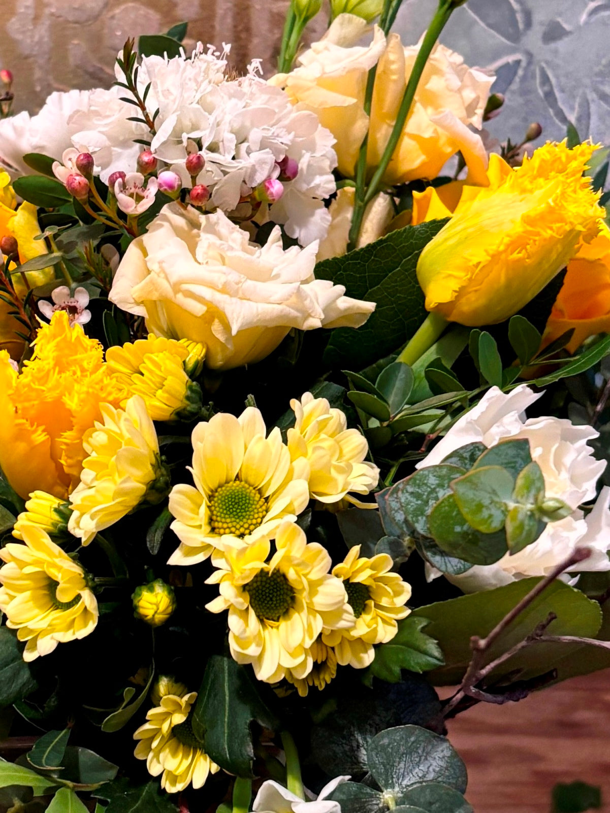 Spring Flower Arrangement in Cube Vase