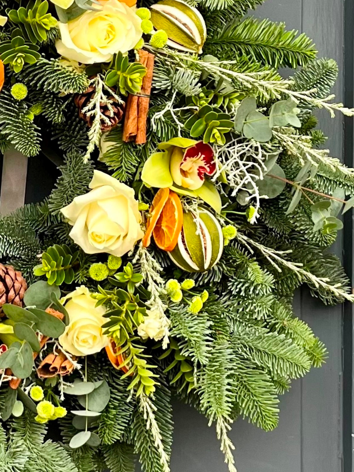 Christmas Door Wreath in Festive Whites